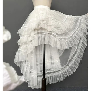 Gothic Lolita Layered Underskirt Sweet Princess Mesh High Low Ruffled Skirt