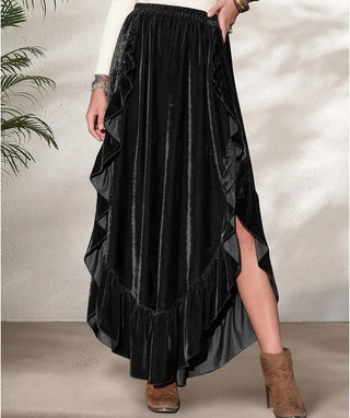 Victorian Skirts Women Medieval Renaissance Skirts Steampunk High Low Ruffle Skirt