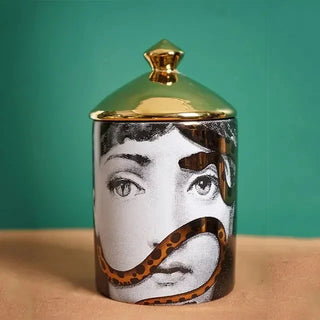 Handmade Ceramic Empty Candle Holder Incense Candles Jar Lady Face Red Lip Cup Living Room Ornaments Home Decoration Box Crafts