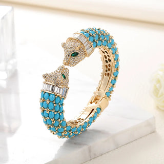 Animal Bracelets Gold Plated Tiger Bangles Cuff Costume Jewelry Resin Rhinestones