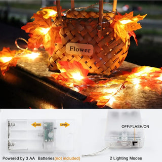 1.5m 10LED/3m 20LED/6m 40LED-LED Maple Leaf Light String Suitable for Indoor Halloween Thanksgiving Christmas Decoration
