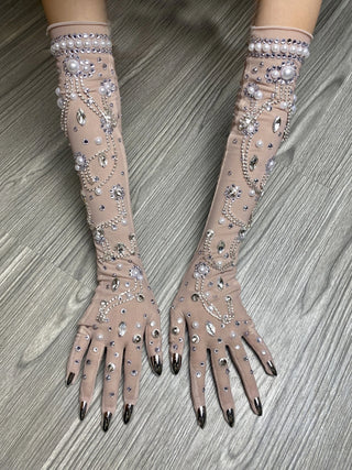 Stretch Rhinestone Gloves