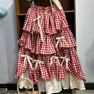 Ruffle Plaid Skirts Vintage