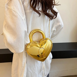 Heart purse Colorful Bright Acrylic Plastic Bag Lady Love Lock Shape Wedding Party Handbag Pink Gold Clutches Purse Women Top Handle Bags