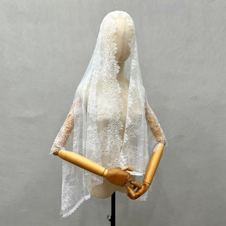 Lace Mantilla Church Veil Latin Mass Muslin Head Covering Black Spanish Christian Veils For Wedding Bride Chapel Catholic Veil
