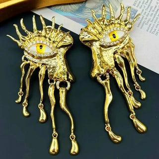 Third Eye Freshwater Pearl Tassel fashion cocktail Ring earrings face jewelry Halloween witch eye