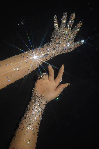 Stretch Rhinestone Gloves