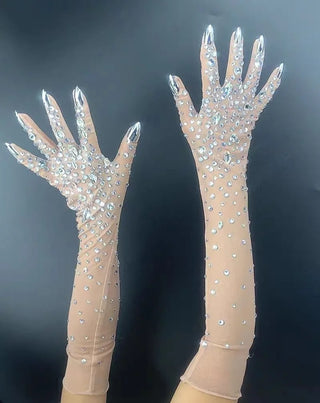 Stretch Rhinestone Gloves