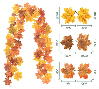 Halloween Black Maple Leaf Garland Autumn Artificial Plant Wall Hanging Thanksgiving Halloween Leaves Home Garden Decoration