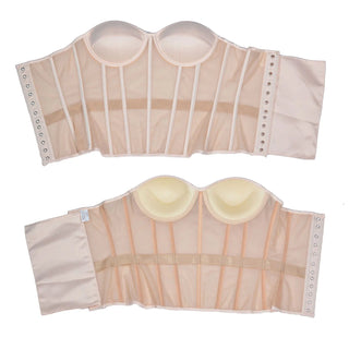 Enchanted Corset Bustier - Nude/Green Mesh Bodice with Lace-Up Boned Detailing | Beautifully Haunting