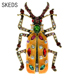 SKEDS New Arrival 2023 Women Men Exquisite Enamel Beetle Pins Brooches Fashion Unisex Suit Clothing Insect Badges Brooch Pin