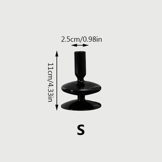 Black Glass unique Candle Holder Living Room Modern Halloween Decoration Table Creative Candlestick Glass Vase Bookshelf Decor