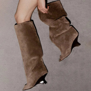 Unique and Versatile scrunch High-top Boot peep toe Boot