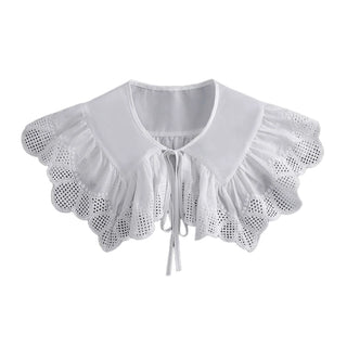 Renaissance Tulle Ruffled Fake Collar Layered Mesh Clown Choker Lace-Up Ribbon Victorian Neck Ruff Shawl Cosplay Props