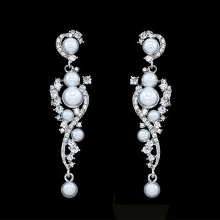 Pearl diamond drop Gold and silver Earrings Faux Pearl Crystal Statement Earrings Party Jewelry