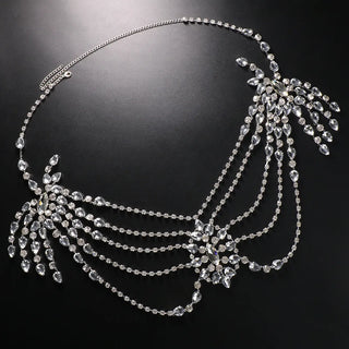 Boho Crystal Bridal Shoulder Chain Necklace Porm Lingerie Accessories Bead Shawl Wraps Wedding Chest Body Chain Dress Jewelry