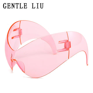 Bug fashion Oversized Y2k Sports Sunglasses Women 2000's Wrap Around Shield Goggle Men Luxury Brand Designer Trends Punk Sun Glasses Oculos