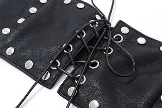 Lace Up leather Sleeveless Crop Festival tank