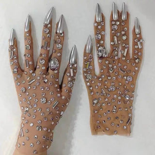 Stretch Rhinestone Gloves