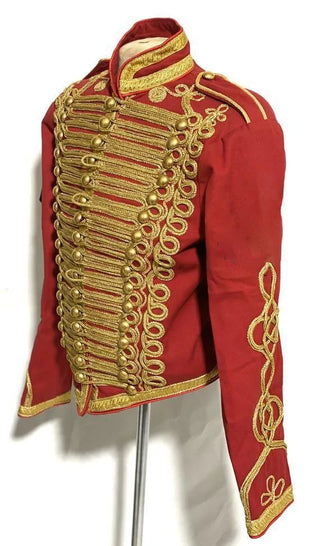 Historical Men's American Civil War Gold Braiding Hussar Officers Jacket With Gold Aiguillette Costume