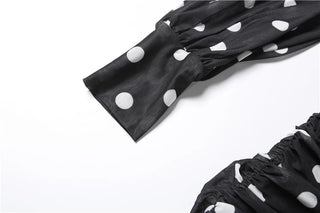 Polka Dot Print Mini Ruched Elegant Retro