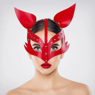 Animal Mask Half Face Fox Cosplay Leather Mask Halloween Party Mask Masquerade Ball Punk Mask