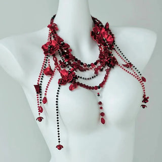 Designer Red blood belt Jewelry Multilayer Pearl waist chain for Women's Fashion Retro Character Playing Body Accessories Party Belts