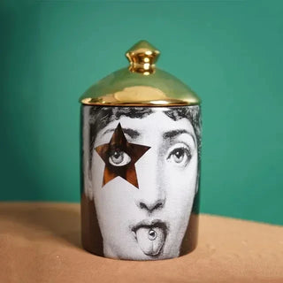 Handmade Ceramic Empty Candle Holder Incense Candles Jar Lady Face Red Lip Cup Living Room Ornaments Home Decoration Box Crafts