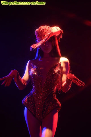 Full Diamonds Multi-Color Tight And Sexy Jumpsuits Gloves Hats Parties Nightclubs Bars Performance Costumes