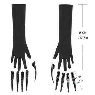 Black Long Nails Gloves Cosplay Party Costume Accessories Halloween Party Gloves Roleplay Finger Nails Gloves F3MD