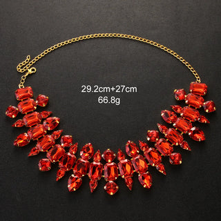 Faux Ruby Regal Red Geometric Necklace hollywood halloween Full Elegant Wedding Collar Torques 2024 Fashion Jewelry for Neck Gifts