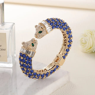 Animal Bracelets Gold Plated Tiger Bangles Cuff Costume Jewelry Resin Rhinestones