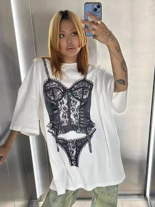 Bikini Printed T Shirt Loose  Tee Clothing Soft