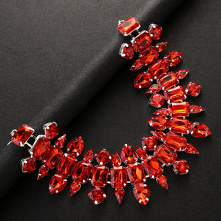Faux Ruby Regal Red Geometric Necklace hollywood halloween Full Elegant Wedding Collar Torques 2024 Fashion Jewelry for Neck Gifts