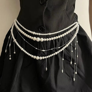 Designer Red blood belt Jewelry Multilayer Pearl waist chain for Women's Fashion Retro Character Playing Body Accessories Party Belts