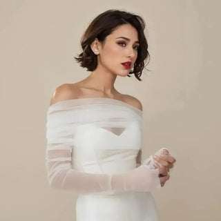 Mummy Bride Wrap Set Detachable Sleeve Bridal Shoulders Cover Party Bolero Transparent