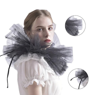 Ruffle Doll Vintage Mesh Neck Ruff Detachable Tulle Ruffle Collar for Renaissance Victorian Halloween Cosplay Costume Collar