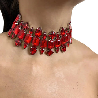 Faux Ruby Regal Red Geometric Necklace hollywood halloween Full Elegant Wedding Collar Torques 2024 Fashion Jewelry for Neck Gifts