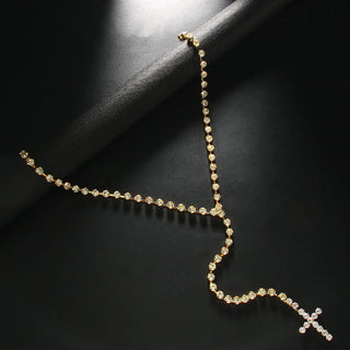 Fashion Long Chain Rhinestone With Cross Pendant Necklace For Women Fashion Jewelry Maxi Trendy Lady's Statement Necklace