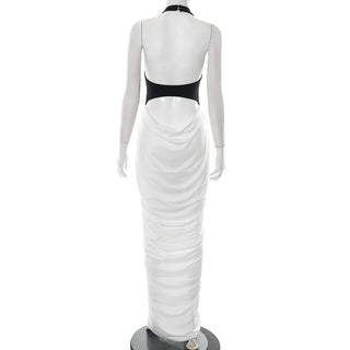 Elegant Halter Evening Sleeveless Long Dress Vintage High Waisted Luxury Summer Dress