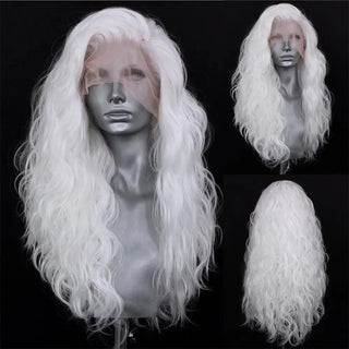 Synthetic Lace Front Wigs for Women White Blonde Lace Wig Heat Resistant Fiber Natural Hairline Cosplay Party Wigs