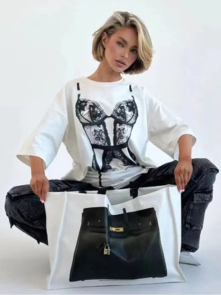 Bikini Printed T Shirt Loose  Tee Clothing Soft