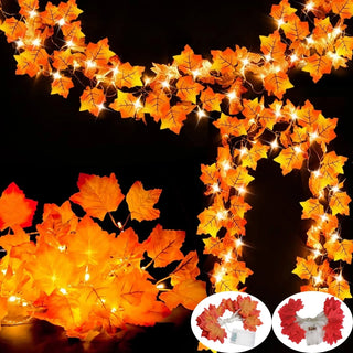 1.5m 10LED/3m 20LED/6m 40LED-LED Maple Leaf Light String Suitable for Indoor Halloween Thanksgiving Christmas Decoration