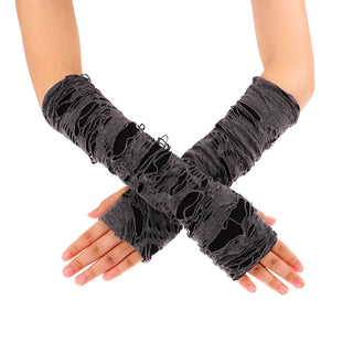 Gloves Mummy zombie Gothic Fingerless Gloves Halloween Black grey white Ripped Holes Decor Cosplay Gloves For Adults