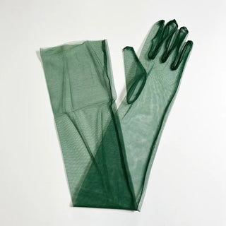 Sheer Ultra Tulle Gloves Mesh Full Finger Elbow Long Gloves Vintage Sunscreen Gloves Wedding Bride Dress Mittens