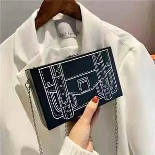 Black and White Box Design Women Casual Purses and Handbags Fashion Clutch Bag Shoulder Chain Bag 2023 Crossbody Bag Pu Leather