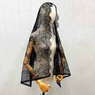 Lace Mantilla Church Veil Latin Mass Muslin Head Covering Black Spanish Christian Veils For Wedding Bride Chapel Catholic Veil