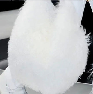 Real Mongolia Fur Handbags Women's Lamb Fur Plush Shoulder Bags Soft Fur Hobo Handbag Women Large Capacity  Purse