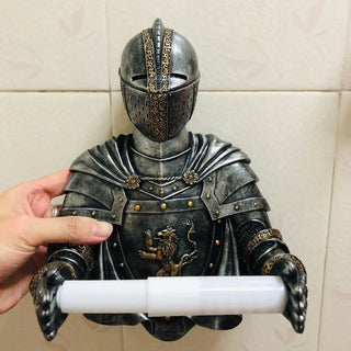 Medieval Statue Knight Toilet Paper Dispenser Wall Mounted Tissue Roll Holder Gothic Decor Paper Towel Holder Durable