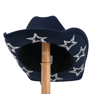 Women Men Cowgirl Hat Wide Brim Rhinestone Star Western Hats for Wedding Carnival Rave Party Travel Costume Accessories